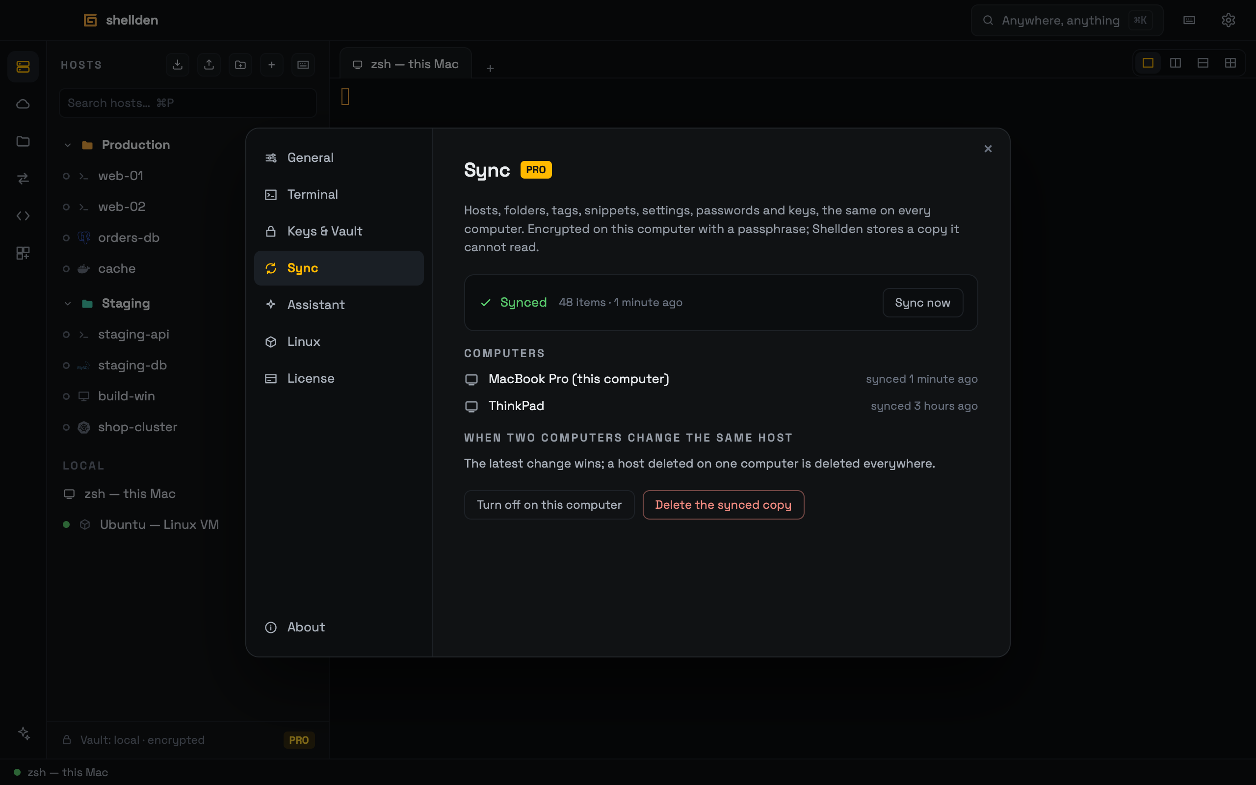 Settings → Sync.